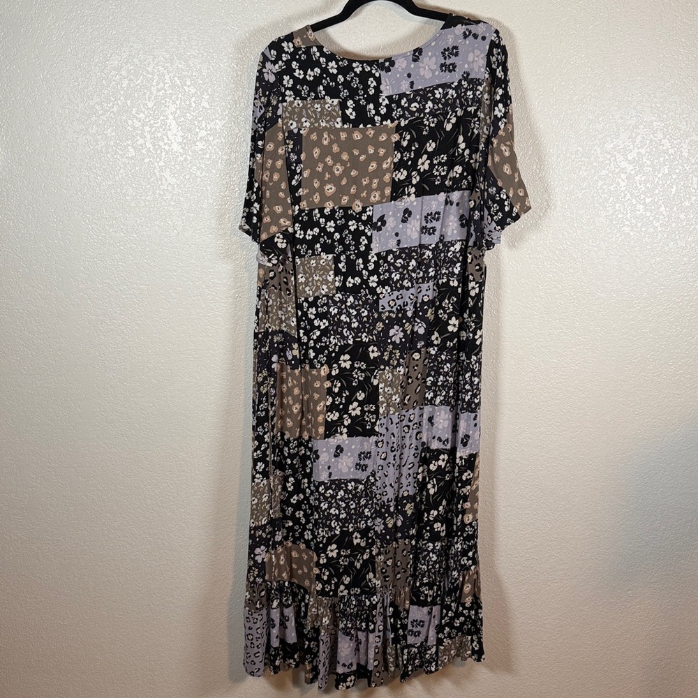 Evans Sasha Patchwork Floral Leopard Button Front… - image 8